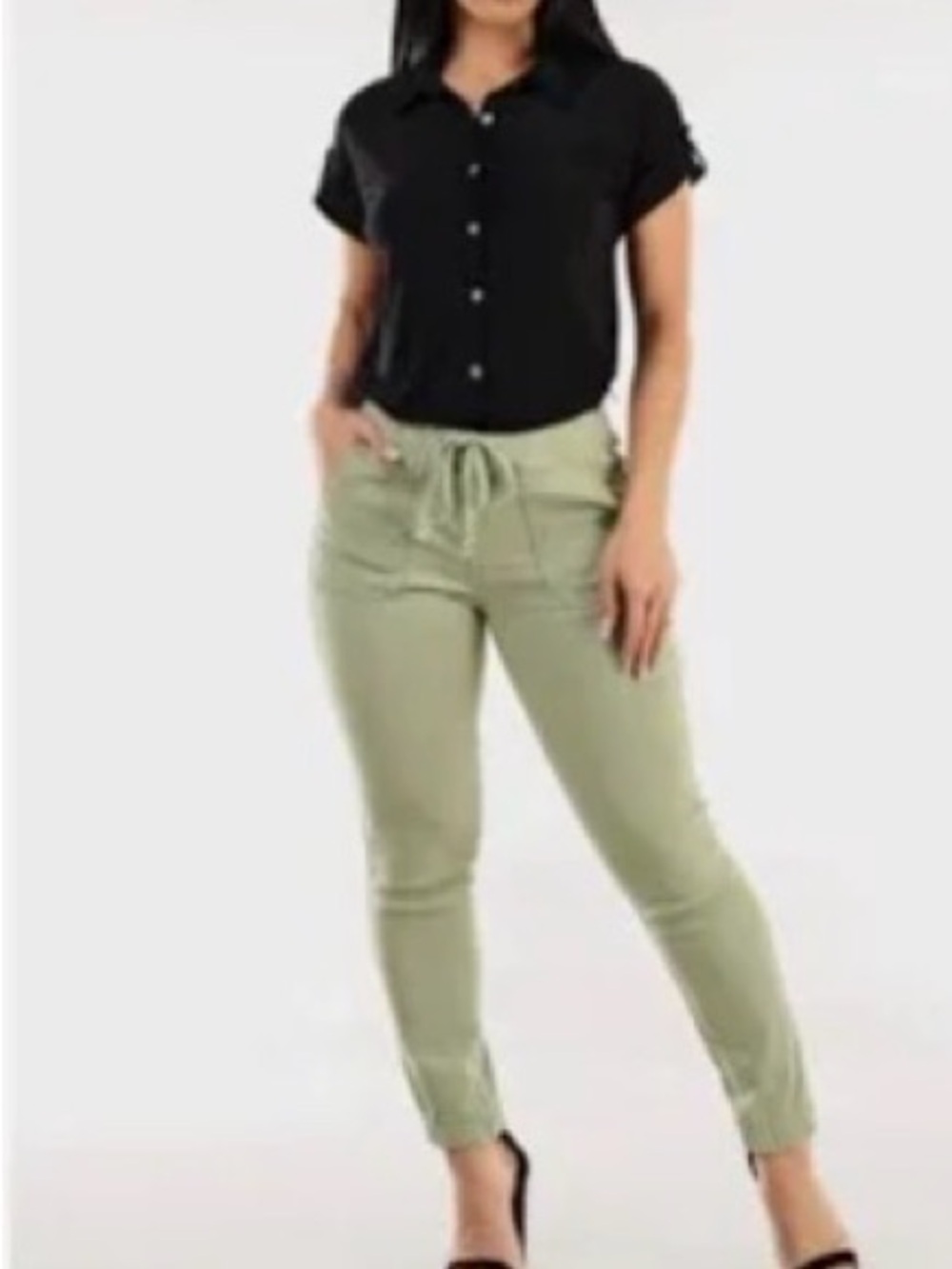 Juicy Couture Laguna Skinny Pants Green Melon Drawstring Twill Size 28